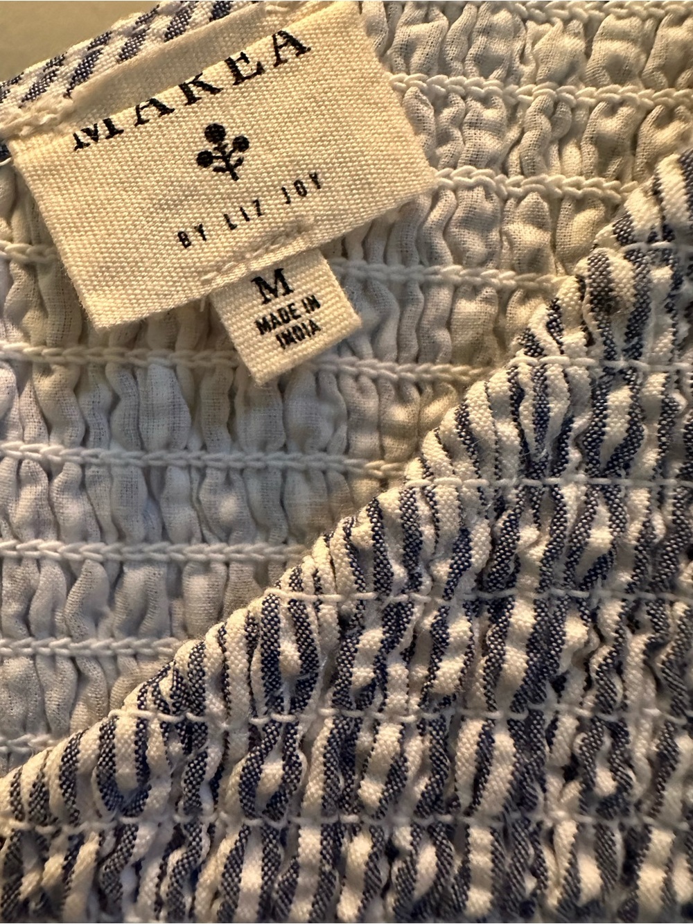 Marea by Liz Joy Cora dress. Blue seersucker. M. EUC - Picture 3 of 4